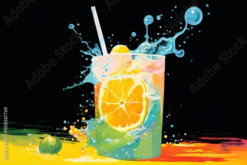 abstract representation of a bubbling soda refreshing and playfu photo