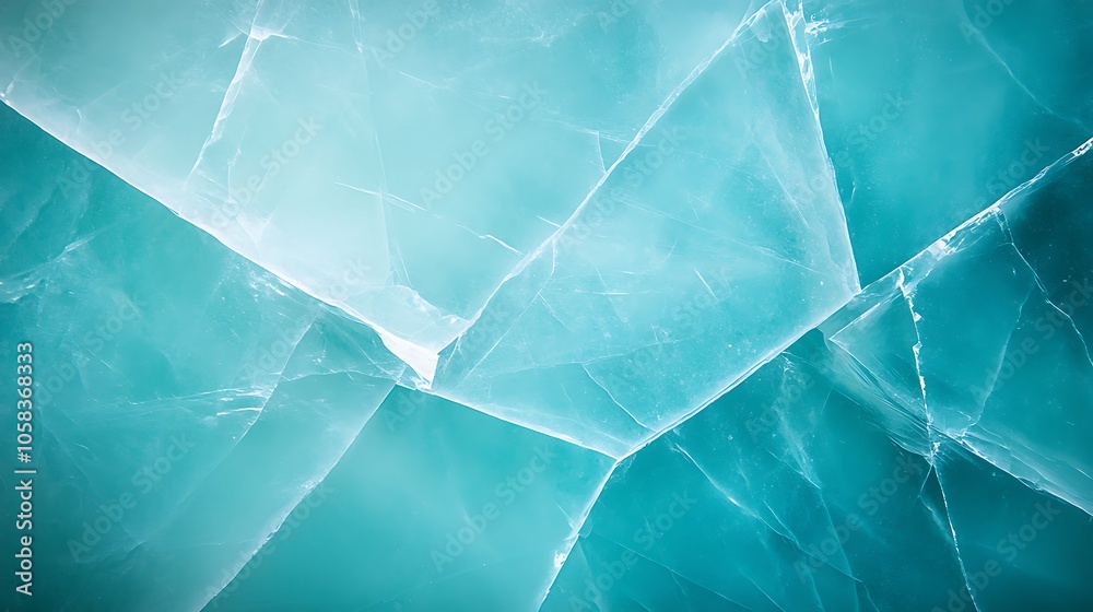 Fototapeta premium Abstract Background Image of Turquoise Blue Cracked Ice Simple Neutral Background with Free Space for Design