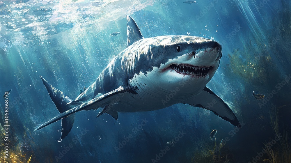 Fototapeta premium Great White Shark Underwater