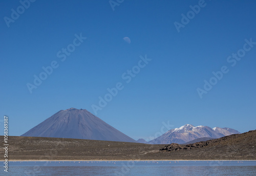 view of the back side of the misti volcano from the salinas lagoon