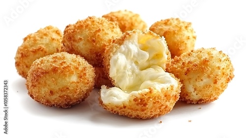 Crispy Fried Cheese Balls with Melted Cheese Filling   Close Up