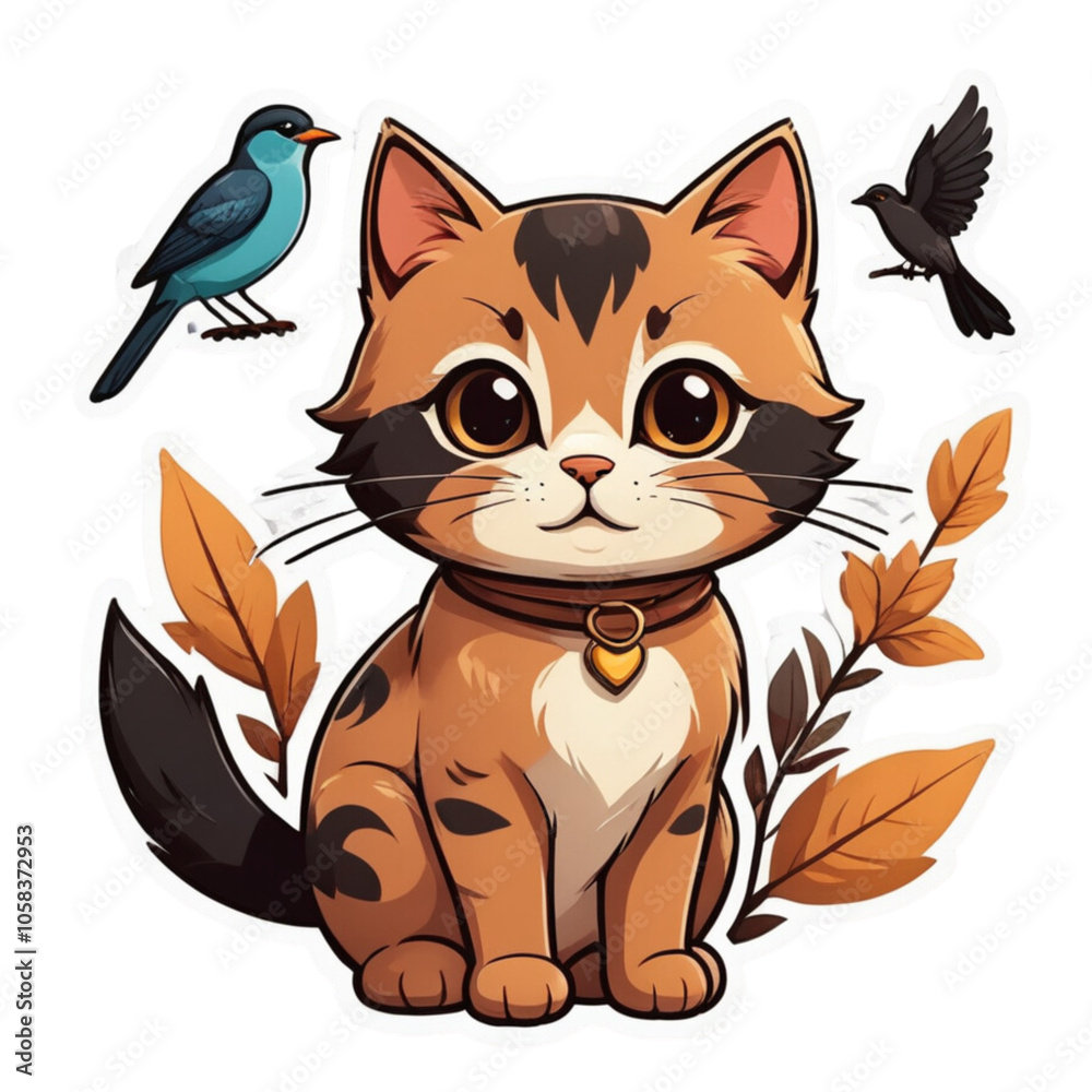Obraz premium Cute and playful clipart of cats in various poses and expressions, perfect for pet lovers, cat-themed designs, and creative projects.