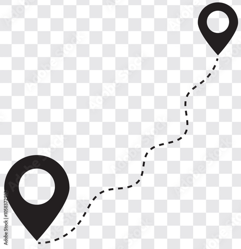 Wallpaper Mural Route icon - two points with dotted path and location pin. Route location icon two pin sign and dotted line. Travel vector icon. Travel from start point and dotted line tracing Torontodigital.ca