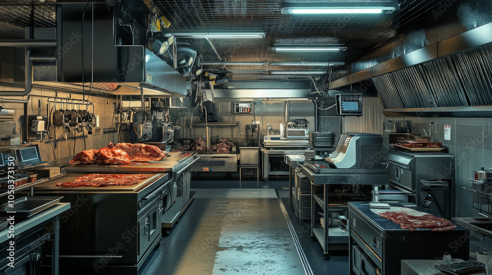 Modern Industrial Meat Processing Kitchen Modern Industrial Meat Processing Kitchen