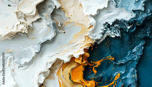 multicolor paint spilled onto the canvas, creating an interesting abstract drawing, a pattern of lines, halftones, causing different associations in your design. fluid art