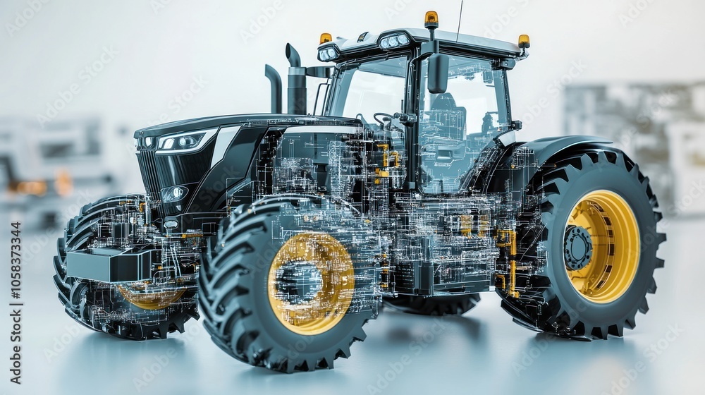 Modern Tractor with Transparent Design Modern Tractor with Transparent Design
