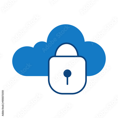 Cloud Lock Blue Icon. Cloud Technology Editable Stroke Vector Illustration