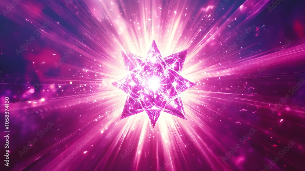 Glowing light rays forming a powerful symbol of unity and empowerment in bright pinks and purples Glowing light rays forming a powerful symbol of unity and empowerment in bright pinks and purples
