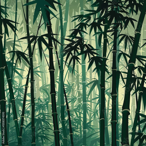 A dense bamboo forest. silhouette illustration