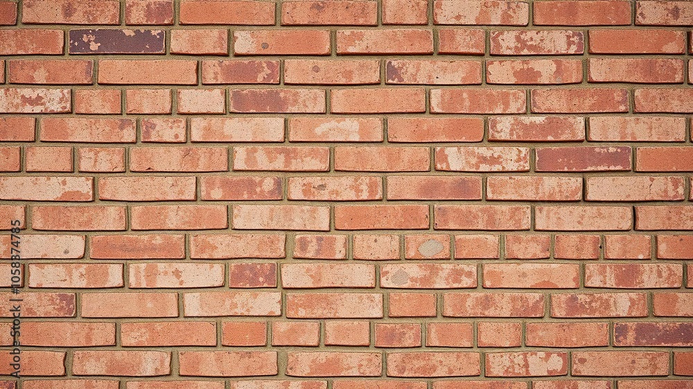 Fototapeta premium Close-up photo of weathered red bricks, showing imperfections and texture, red, background