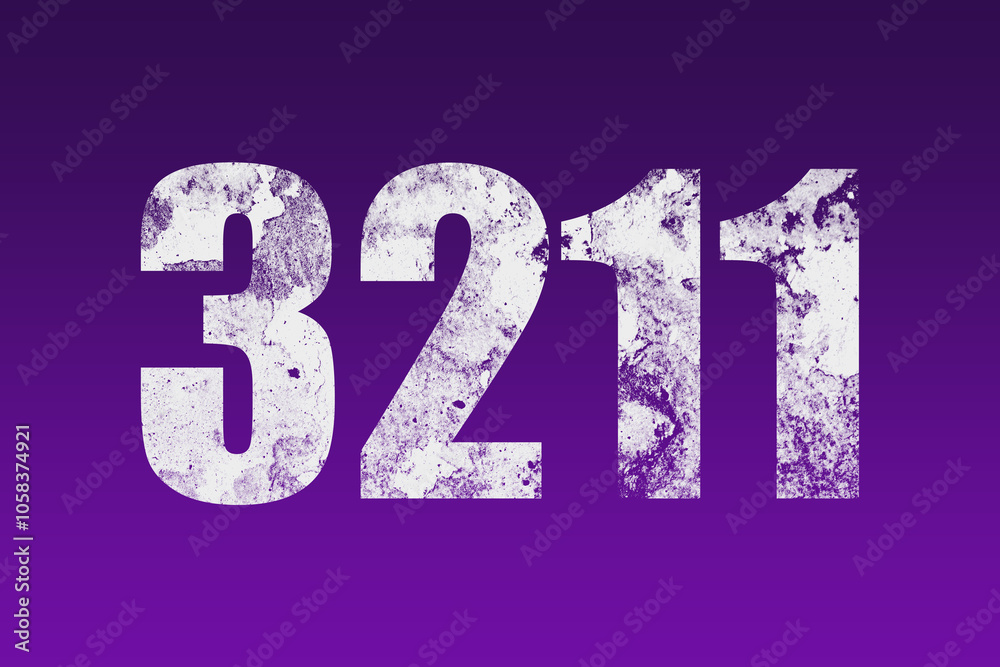 flat white grunge number of 3211 on purple background. flat white grunge number of 3211 on purple background.