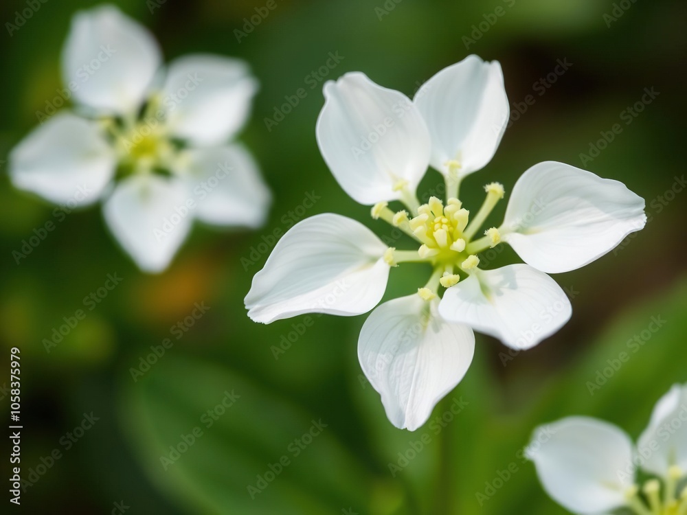 Close-up of a delicate white euphorbia flower in full bloom, nature, bloom Close-up of a delicate white euphorbia flower in full bloom, nature, bloom