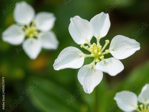 Close-up of a delicate white euphorbia flower in full bloom, nature, bloom