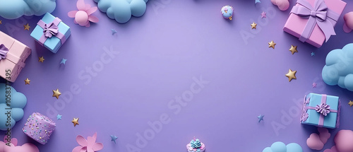 Pastel Dreamscape A Birthday Wish With Gifts and Stars.