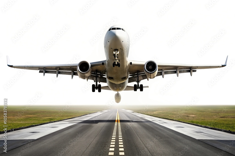 Fototapeta premium Airplane taking off from runway