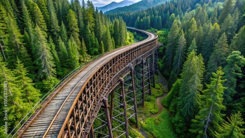 Aerial view of the footpath on the iconic Kinsol Trestle in Vancouver Island, BC photo