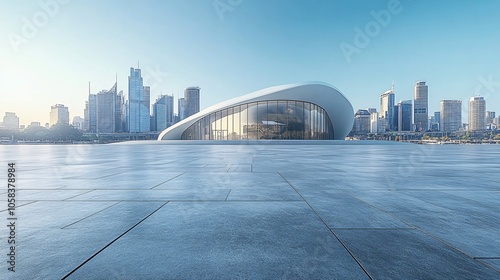 Opera House and Modern Architecture with City Skyline, Financial District, Urban Landscape, and Commercial Setting