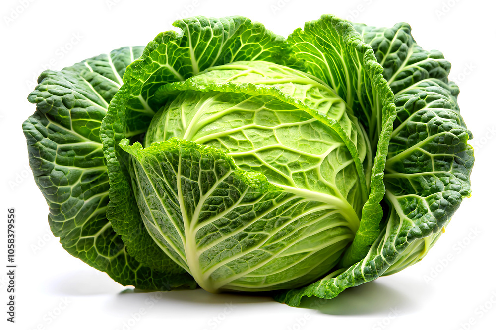 Savoy cabbage isolated on white background. Clipping path included. Easter bunny. Generative AI Savoy cabbage isolated on white background. Clipping path included. Easter bunny. Generative AI