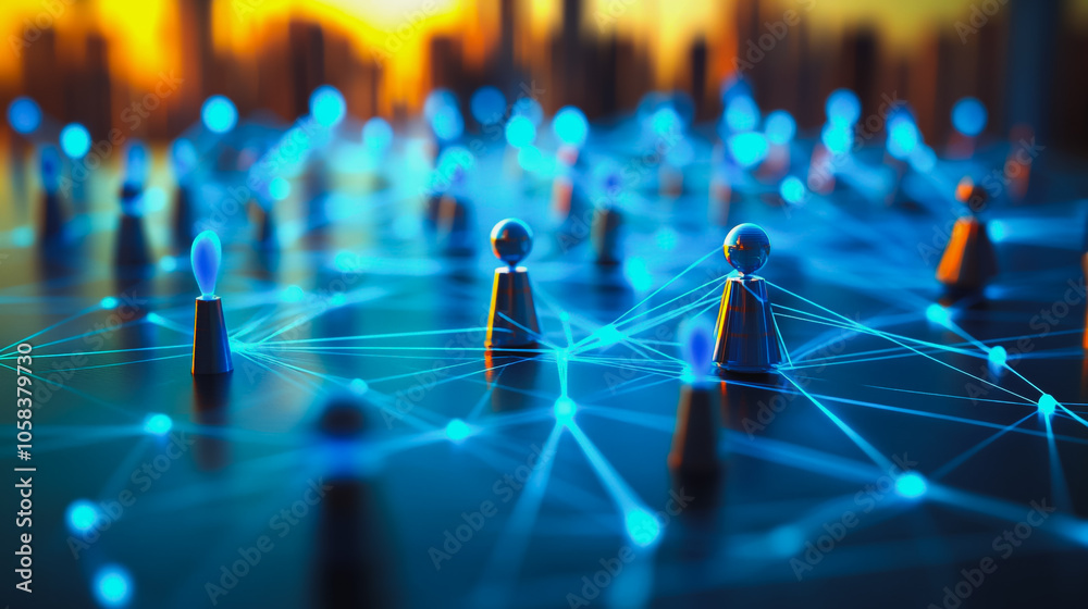 Smart digital Innovation city with connection network reciprocity over the cityscape. of future smart wireless digital city and social media networking systems that connects people with in city Smart digital Innovation city with connection network reciprocity over the cityscape. of future smart wireless digital city and social media networking systems that connects people with in city