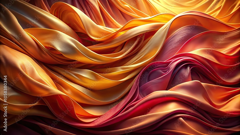 Abstract flowing fabric in warm colors close-up