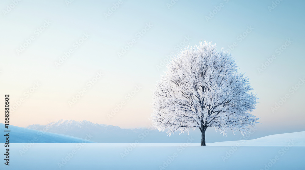 Breathtaking Winter Landscape with Snowy Tree Breathtaking Winter Landscape with Snowy Tree