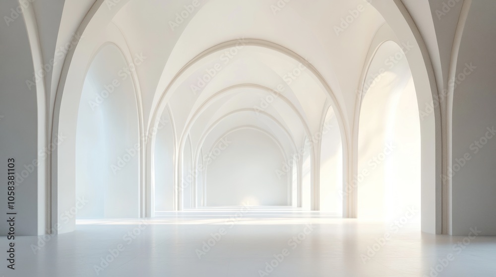 White Arched Hallway with Sunlight White Arched Hallway with Sunlight