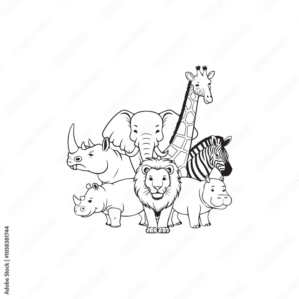 Obraz premium Wild Animals Line Icons