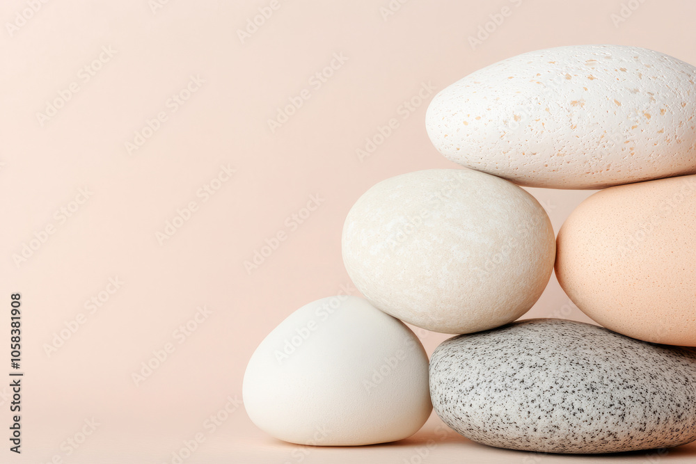 Serene Stack of Smooth Stones on Soft Background
