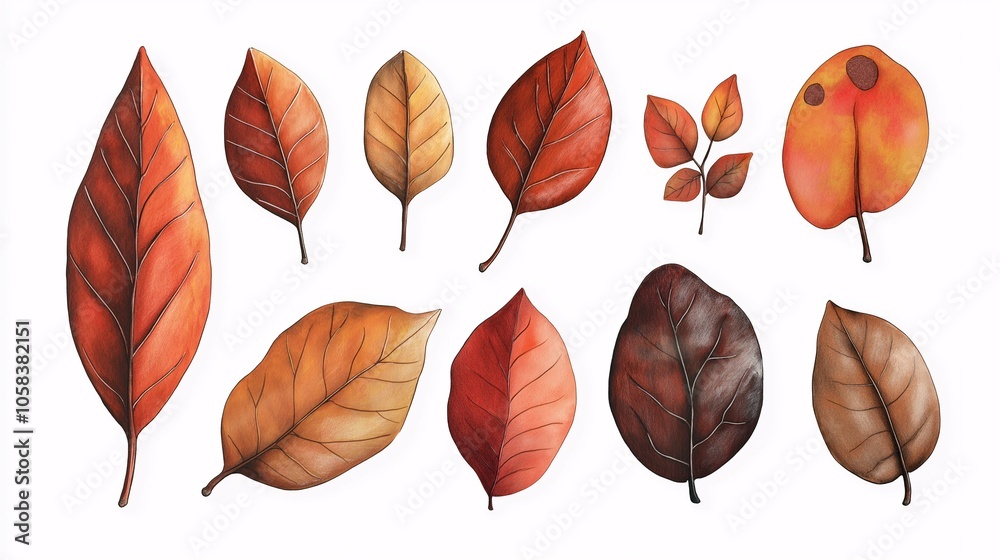 Obraz premium Vibrant Autumn Leaves Collection for Seasonal Designs