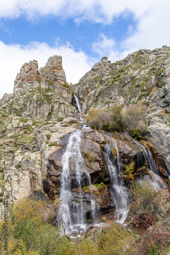 View of Chorrera de los Litueros waterfall, Sierra de Guadarrama Natural park, Madrid, Spain photo