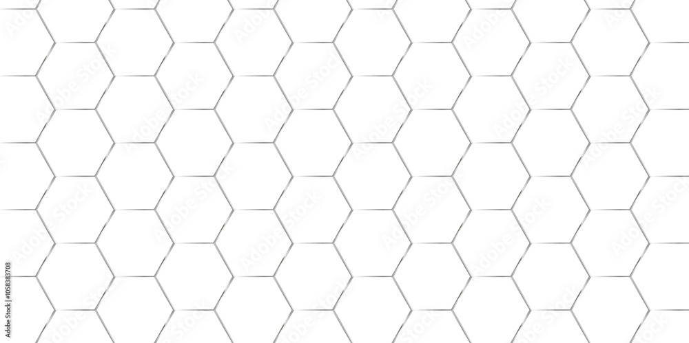 Fototapeta premium Abstract background with hexagonal geometric hexagon polygonal pattern background. 3d seamless bright white web cell and triangle abstract honeycomb background. white and gray backdrop wallpaper.