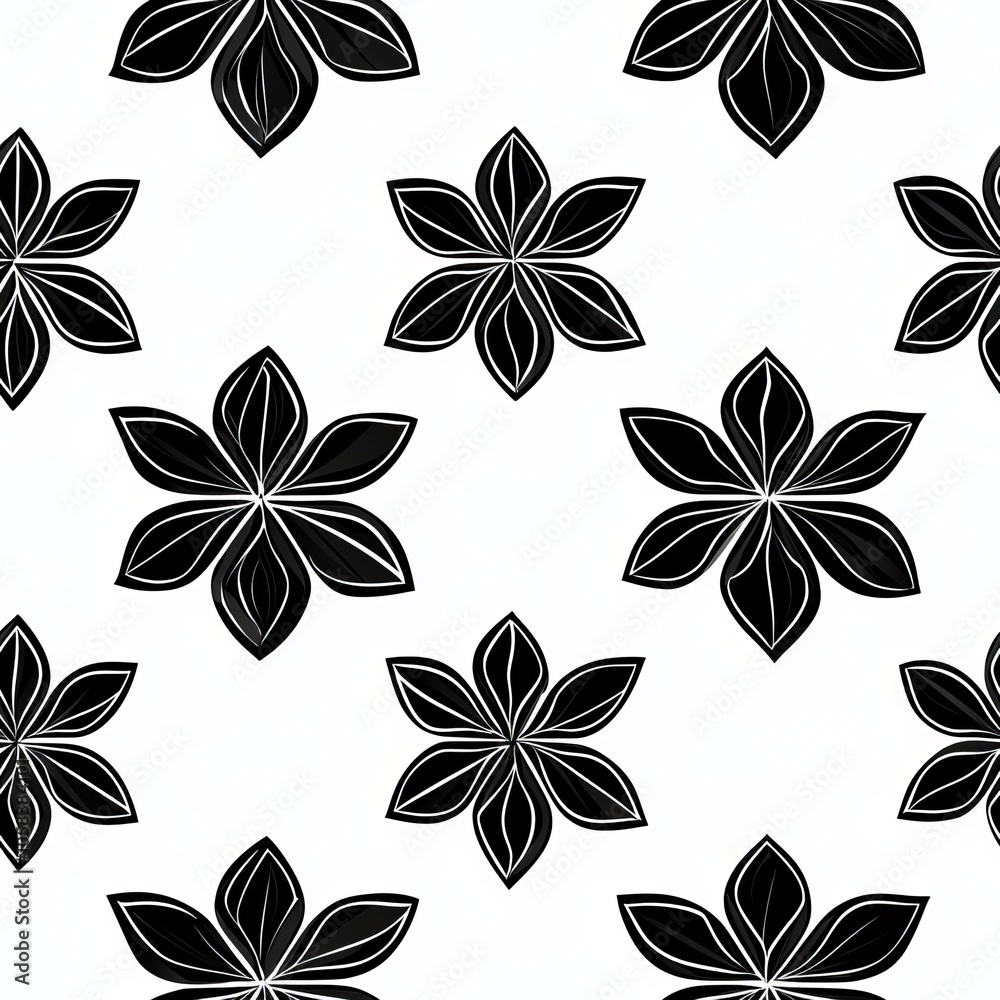 seamless pattern of geometric flowers with diamond-shaped leaves seamless pattern of geometric flowers with diamond-shaped leaves