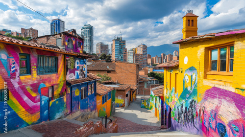 Wallpaper Mural Vibrant Urban Street Art in Colorful Cityscape Torontodigital.ca