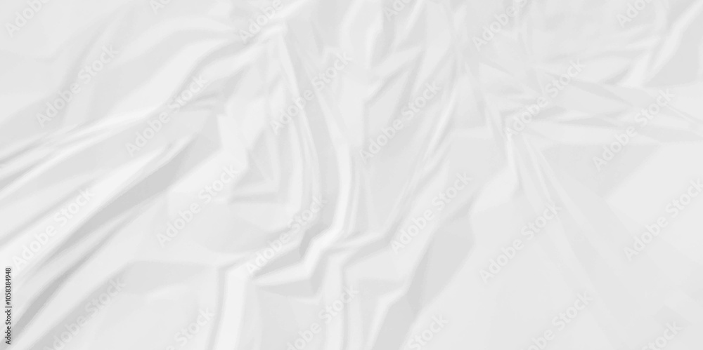 Fototapeta premium White crumpled paper background texture pattern overlay. wrinkled high resolution arts craft and Seamless white crinkle crushed wave crumpled paper. 
