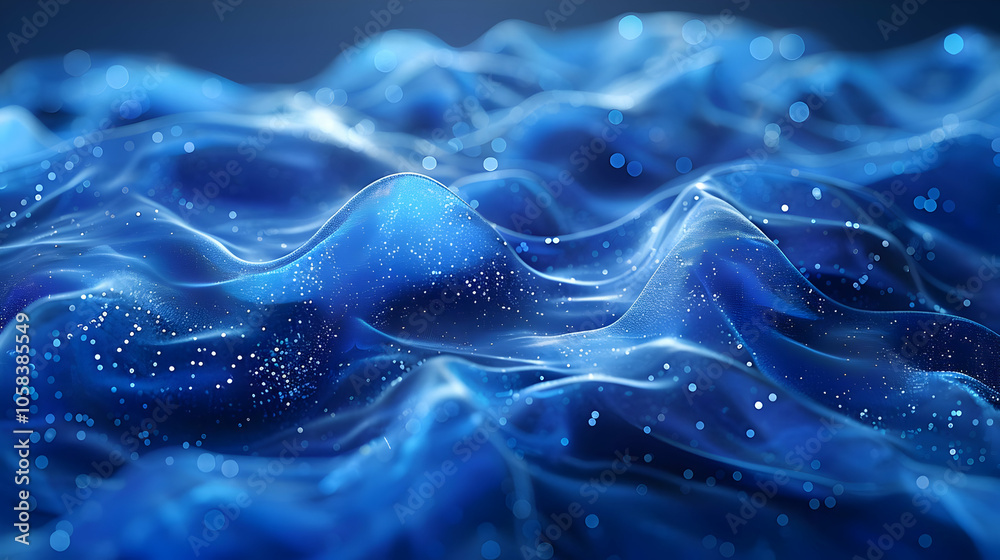 custom made wallpaper toronto digitalAbstract 3D Blue Wavy Background with Sparkles