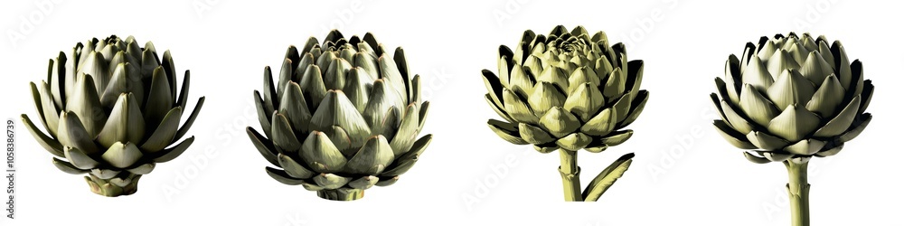 Artichoke variety, white isolate background Artichoke variety, white isolate background