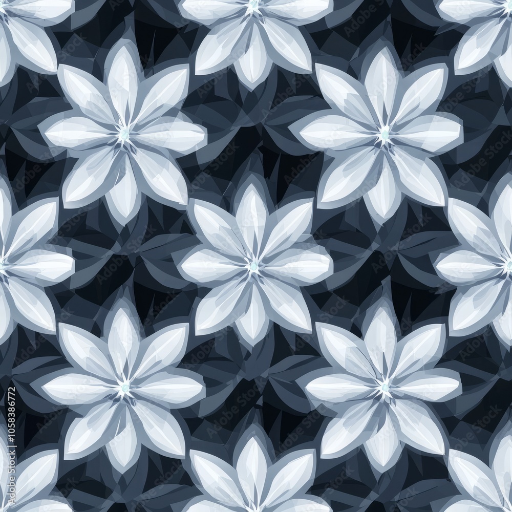 seamless pattern of geometric flowers with kaleidoscope effects