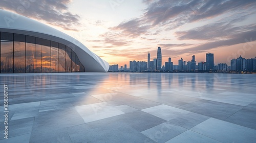 Opera House and Modern Architecture with City Skyline, Financial District, Urban Landscape, and Commercial Setting photo