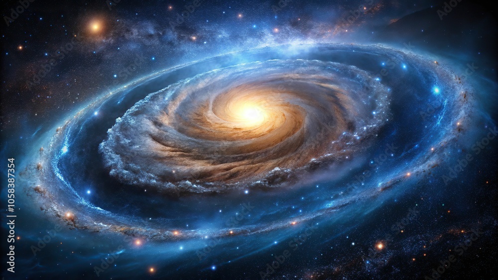 2. Delicate, swirling patterns of blue gas and dust create a mesmerizing spiral galaxy, suspended in the vastness of space, a realistic photo image. 2. Delicate, swirling patterns of blue gas and dust create a mesmerizing spiral galaxy, suspended in the vastness of space, a realistic photo image.