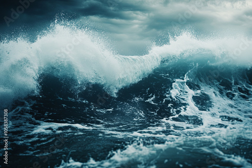 Hurricane forming over a warm ocean, fueled by climate change photo