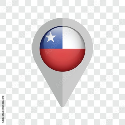 Chile pin map flag design isolated on transparent background. Vector illustration