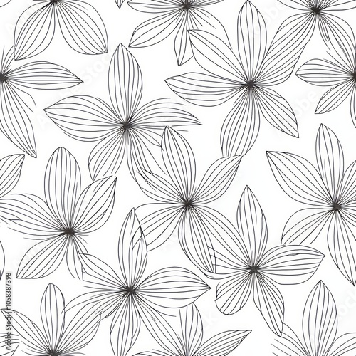 seamless pattern of geometric flowers with minimalistic lines