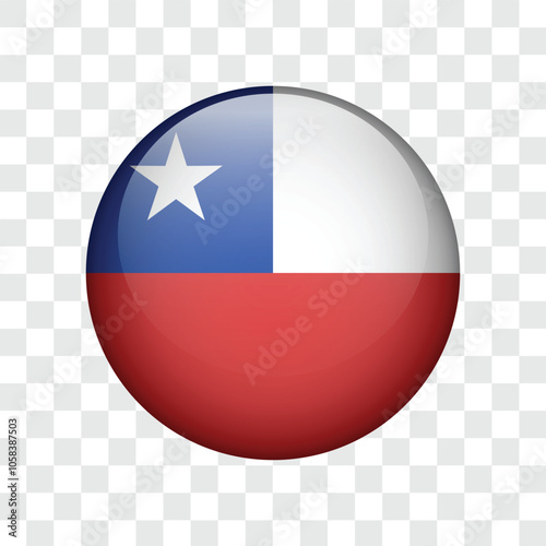 Chile rounded circle flag isolated on transparent background. Vector illustration