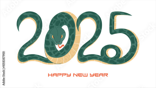 2025 Year of the Snake. Symbol of the year, hand drawn illustration.