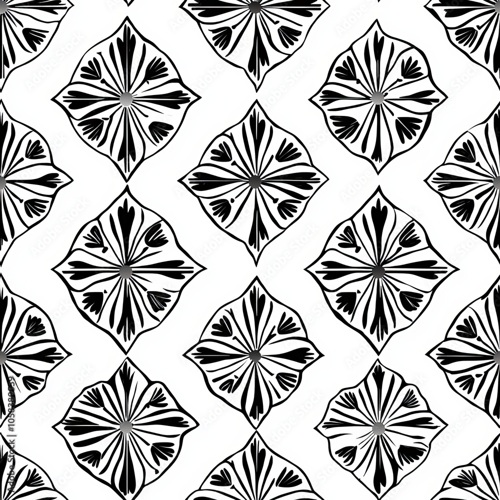 seamless pattern of geometric flowers with rhombus leaves seamless pattern of geometric flowers with rhombus leaves
