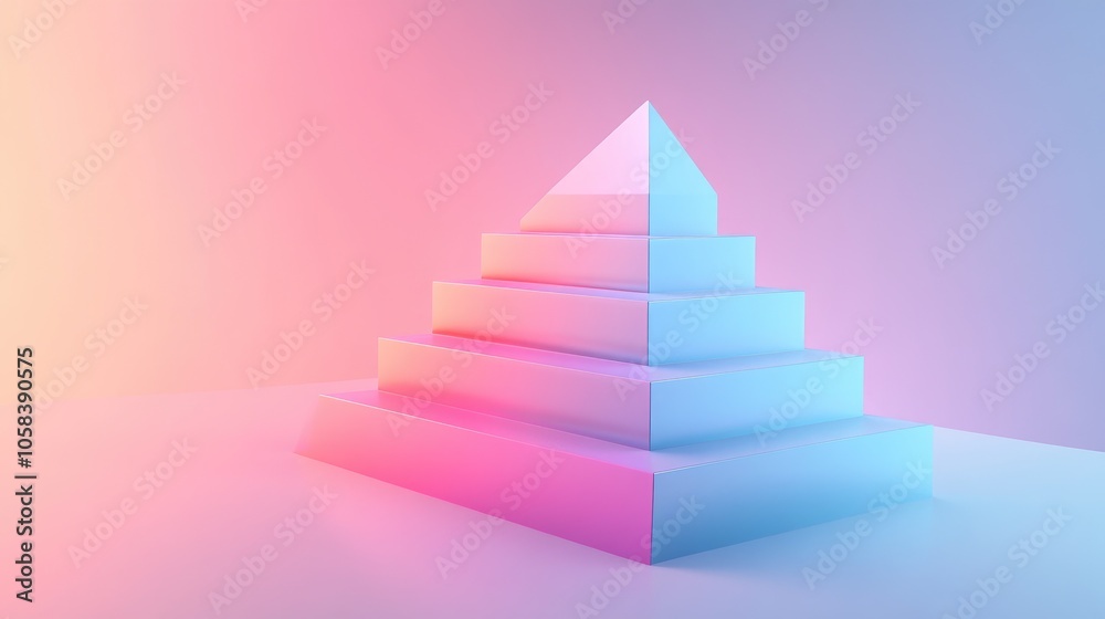Colorful Pyramid Structure on Soft Gradient Background Colorful Pyramid Structure on Soft Gradient Background