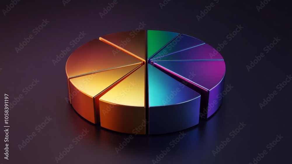 Obraz premium Colorful 3D Pie Chart on Dark Background