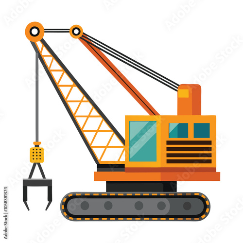 crawler cranes on white background