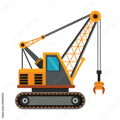 crawler cranes on white background