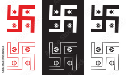 Hindu holy swastika vector icon. isolated on white and black background. Vector illustration. EPS 10 